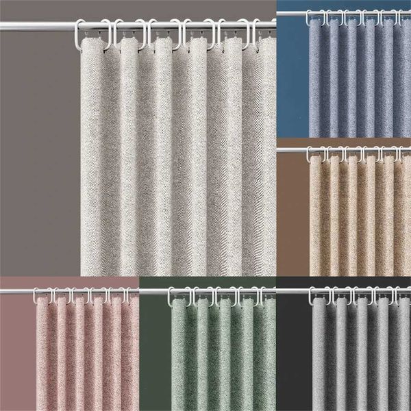 Heavy Duty Soft Waterproof Shower Curtain Waterproof Bath Curtains For Bathroom Bathtub Large Bathing Cover With Plactic Hooks M240824