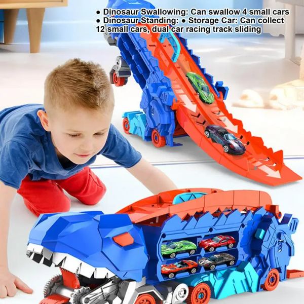 Dinosaur Car Transporter Truck Folding Track Racing Vehicing Kids Games Competitivos Armazenamento de Liga do Carro de Crianças de Toy Crian