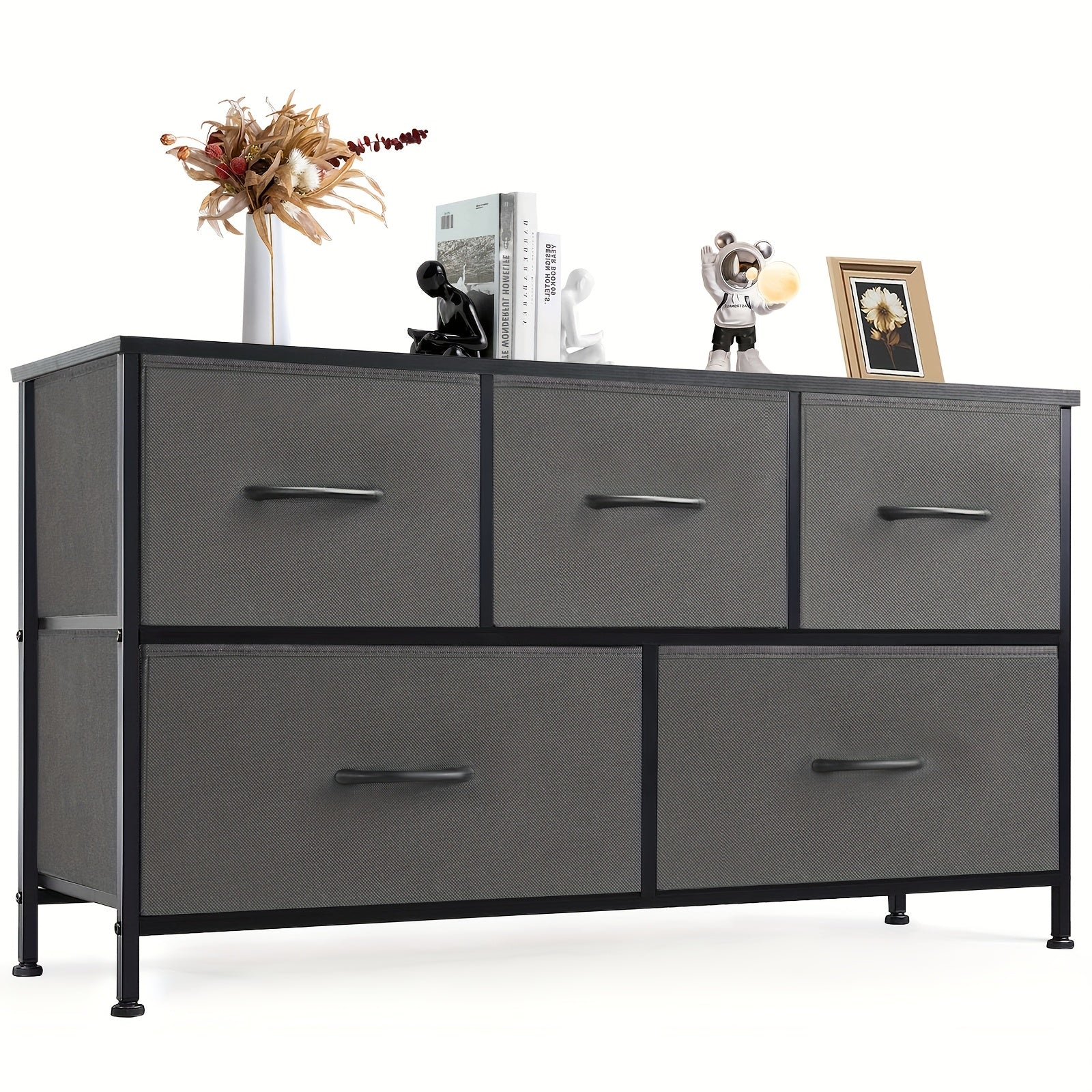 TEMU 5-drawer Heavy-duty Storage Cabinet With Metal Frame & Wood-like Tabletop - Modern Freestanding Organizer Chest, 27"+ Height, 3.2+ Cu Ft