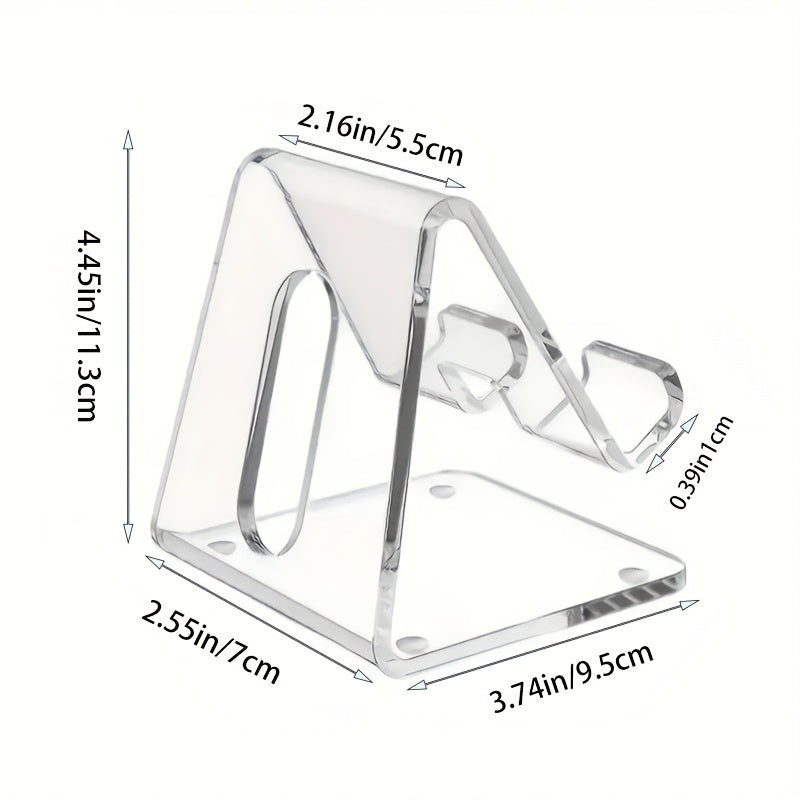TEMU Ergonomic Acrylic Phone Stand For 4-8" Smartphones - Non-slip Adjustable Angle, Space-saving Transparent Desk Accessory With Port Access, Office