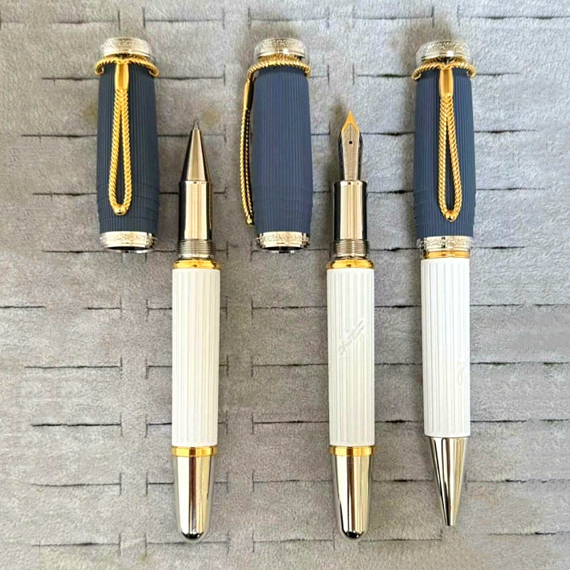 high quality white and Blue Roller Ball Pen - ballpoint pen - Fountain pen business Office Stationery fashion Calligraphy ink pens