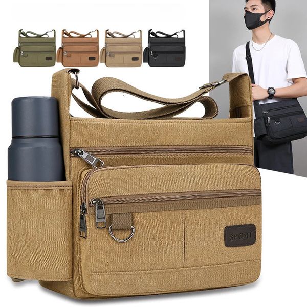Men Canvas Shoulder Bags Casual Tote Travel Mens Crossbody Bag Messenger Bags Fashion High Quality Handbag250208