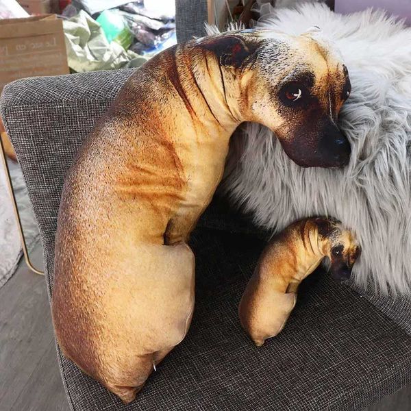 Hound 3D Lifelike Animal Throw Pillow Soft Plush Dog Pillow Creative Office Mat W240819