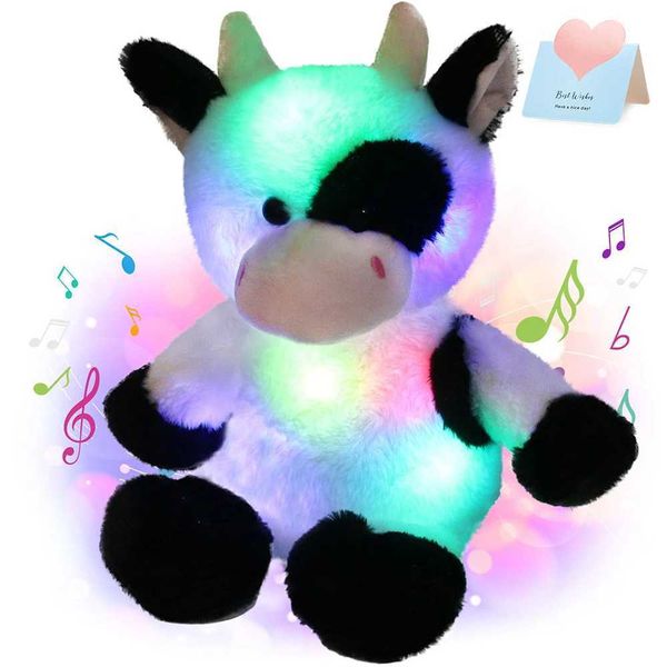 Plush Light - Up toys 38cm Glowing Plush Toys Cow Doll with Musical LED Light Throw Pillow Kawaii Cotton Cute Animals Toys Dairy Cow Gift fo