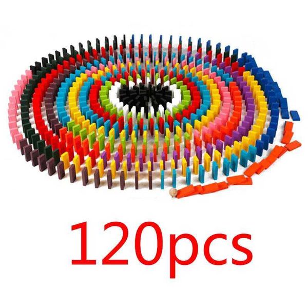 120pcs-set Children Color Sort Rainbow Wood Domino Blocks Kits Dominoes Games Montessori Educational Wooden Toys For Kids GiftC250108