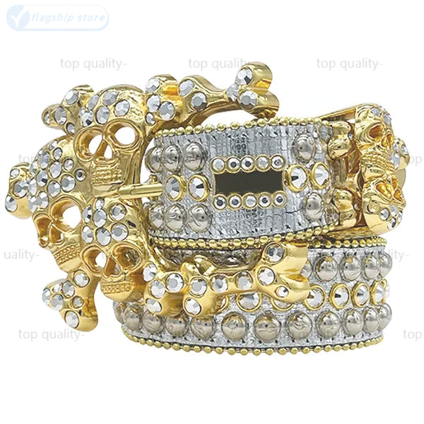 top quality- 2025 The most stylish Luxury bb belt skull buckle and soft and comfortable high quality artificial Designer belt body