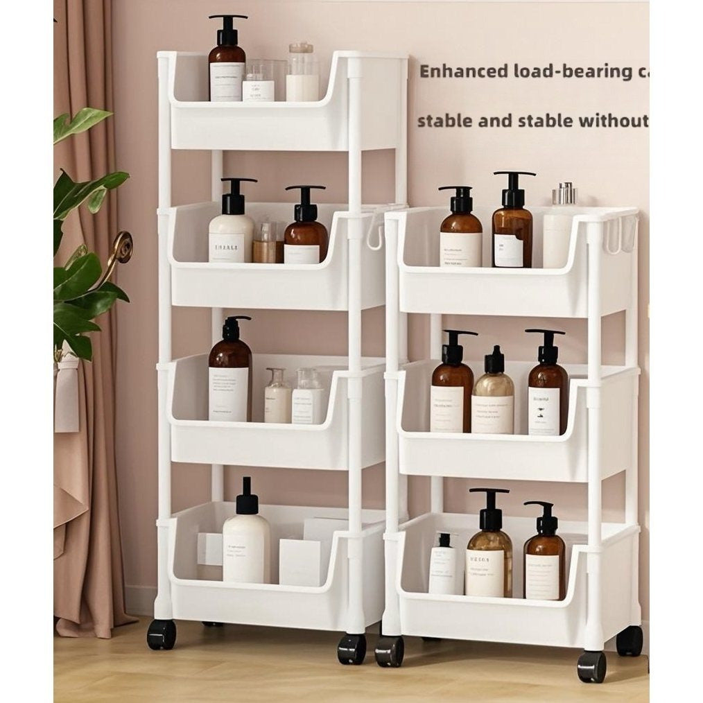 TEMU Storage Rack Spa Storage Cart - Paba, Non-electric, Wheeled Mobile Storage Rack, 2-4- Layers, Suitable For Living Room, Bedroom Dormitory Books
