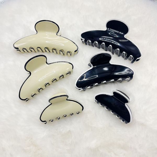 Alanxedre&#039;s same high-end black and white vinegar clip with elegant back of the head temperament, gold ingot clip with shark clip for h