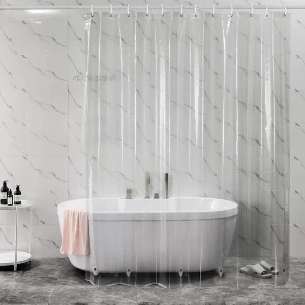 Transparent shower curtains waterproof white plastic bathroom curtains lined with transparent-pink bathroom curtains Mildew PEVA home with h
