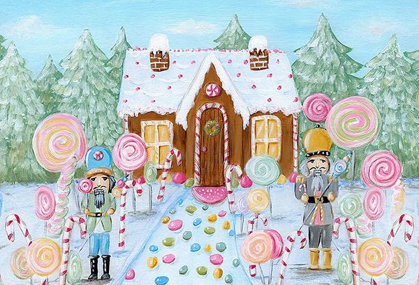 Mehofond Merry Christmas Photography Background Candy land Candy Winter White Snow House Photophone Backdrop Photo Studio