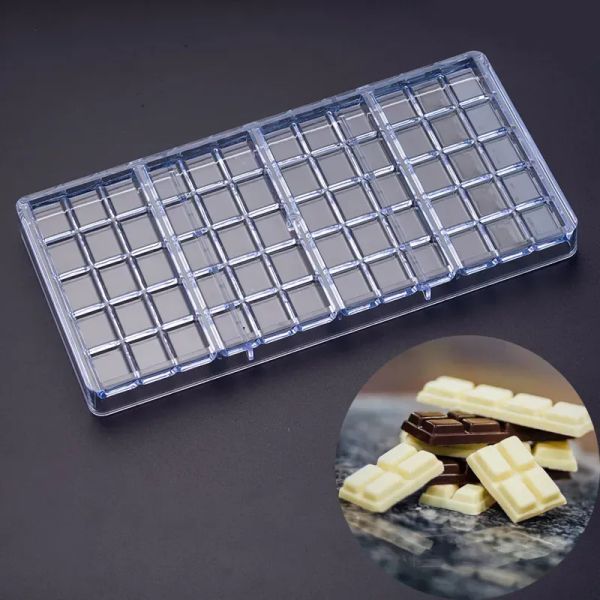 Baking Moulds Bar lattice Chocolate Mold transparent lattice hard plastic mould Candy Molds food grade wholesale one up wrapper Tin aluminum