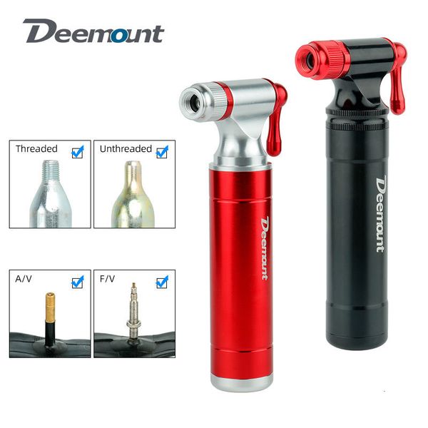 Bike Pumps Deemount Bicycle Portable Air Pump Co2 Tire Inflator Aluminum Mini Pump Fits 8-12-16G Co2 Cartridge MTB Bike Accessories 230919