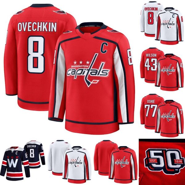 8 Alex Ovechkin 2024-25 Hockey Jersey T.J. Oshie Nicklas Backstrom Pierre-Luc Dubois Luke Philp Eriks Mateiko Henrik Rybinski Jakob Chychrun