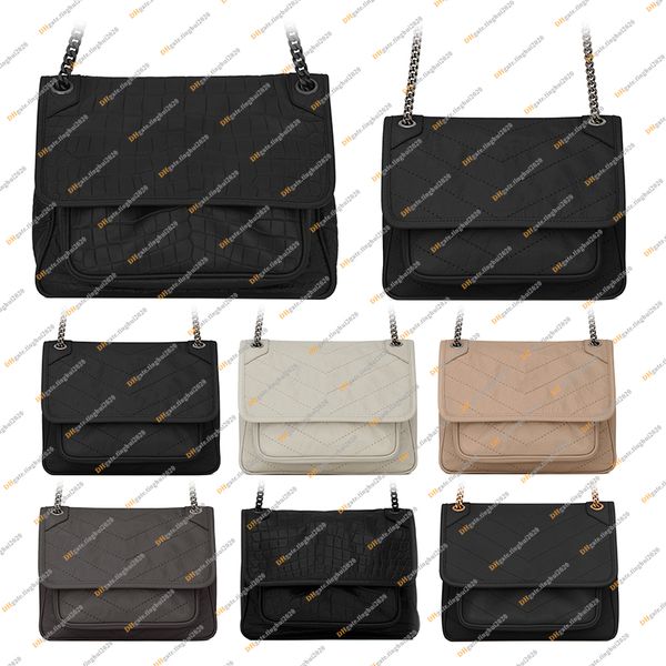 Ladies Fashion Designe Luxury NIKI Vintage Crinkled Leather Chain Bags Shoulder Bag Crossbody TOTE Handbag TOP Mirror Quality 498883 633158