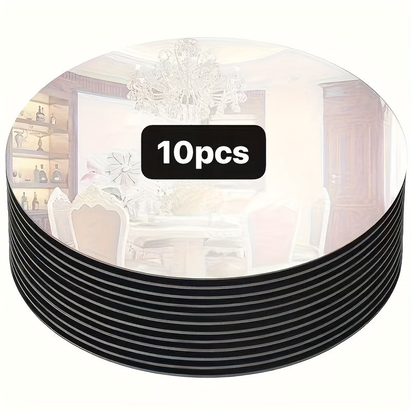 TEMU 10pcs, Acrylic Round Table Mirror Trays For Weddings, Showers, And Birthdays - 20cm-8in Circle Mirror Candle Plates For Table Centerpieces And
