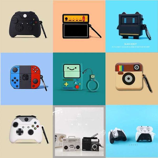 3D Retro Earphone Case For Airpods 1 2 3 Pro TWS Wireless Headphone Box Camera Game Controller Soft Silicone Protective Cover Y240810