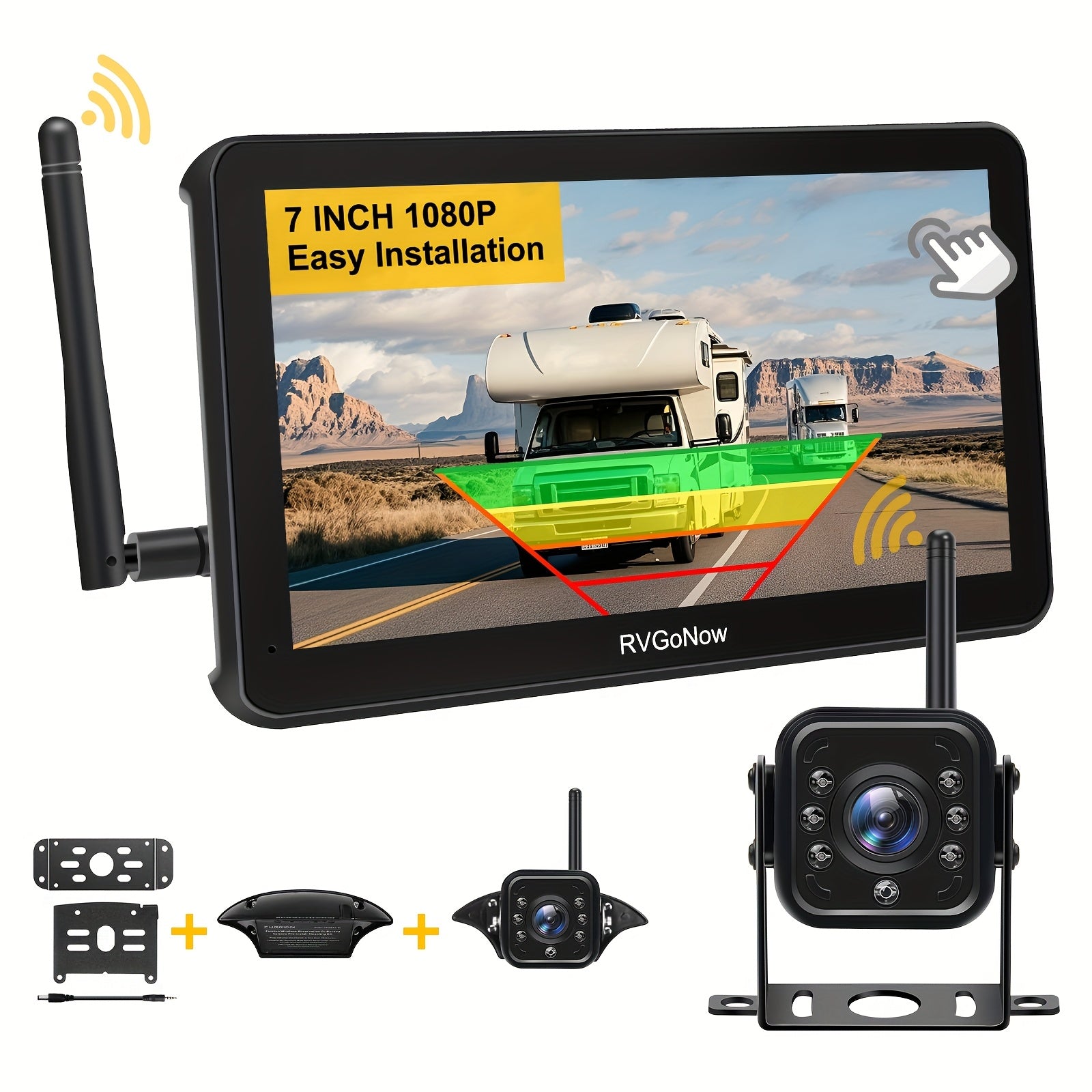TEMU Rv Backup Camera Wireless With 7 Inch Touchscreen Monitor For Rv, Plug And Play, Rear View Camera Clear Night Vision Hd 1080p For Trailer Trucks