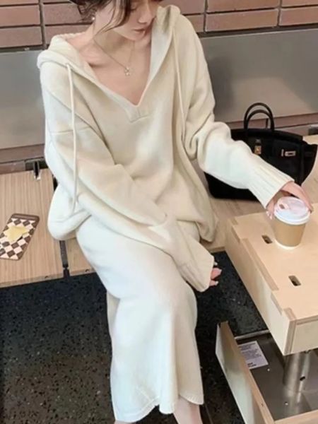Women Knitted Sweater 2 Piece Suits Autumn Fashion Blouses Tops and Skirt Set Casual Elegant Female Hoodies Korean Outfits 241214