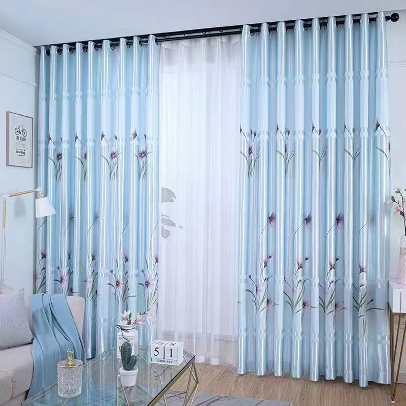 YL-37016 digital printed fabric shower curtain waterproof thick bathroom hook partition curtain