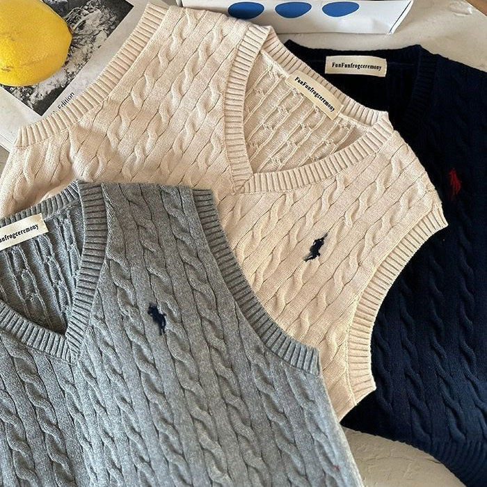 Kids Sweater Vest Baby Thick Needle Pullover V-Neck Knitting Sweater Tops Thread Trimming Boys Sweater