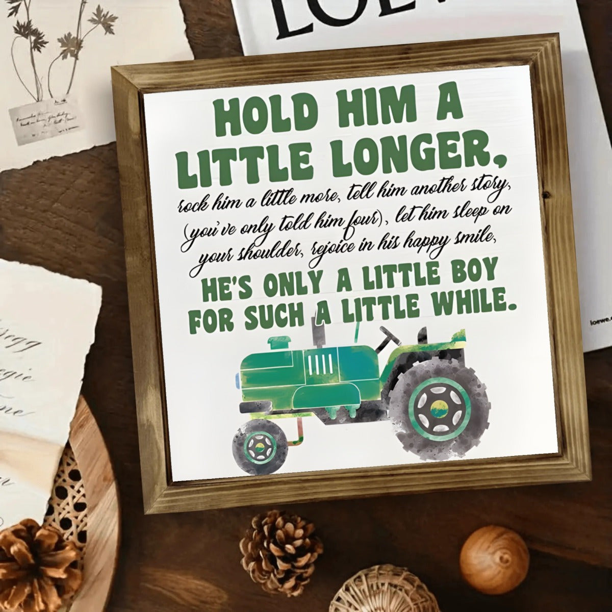 TEMU Farmhouse Decor - Vintage Tractor Wall Art Or Tabletop Decoration - Farmhouse Painting - Durable Wooden Sign For , Living Room, Barn - Rustic