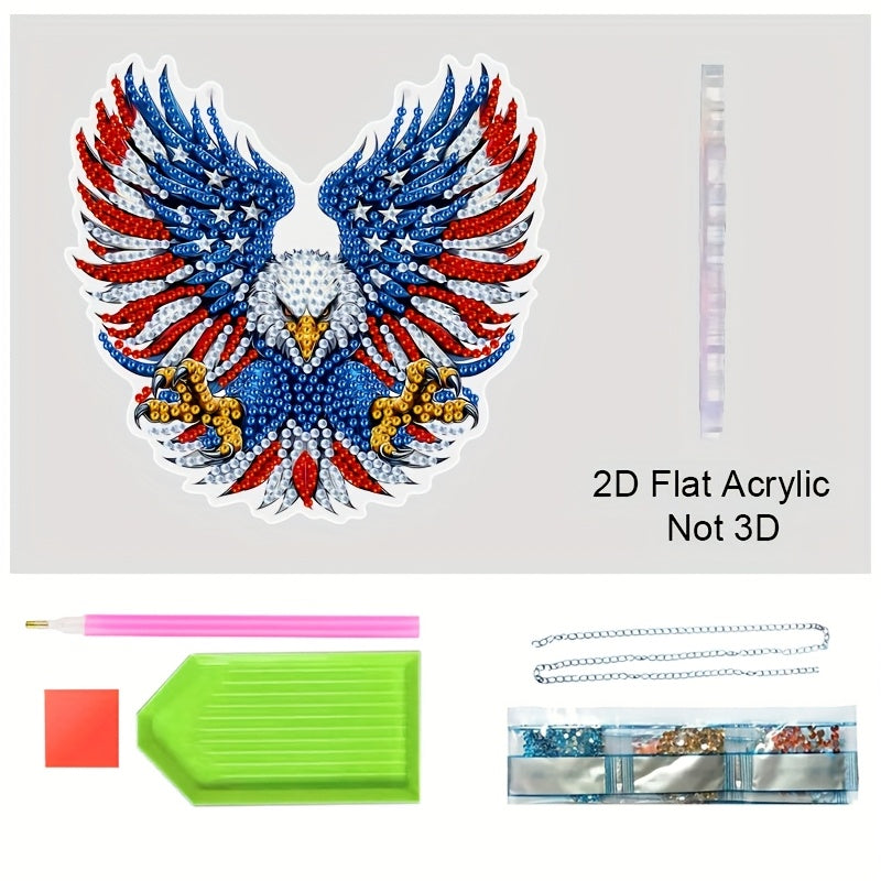 TEMU 2d Flat Acrylic, 5d Diy Diamond Painting Set, Patriotic Acrylic Eagle Pendant, American Flag Diamond Painting Kit, Diamond Mosaic Crafts,