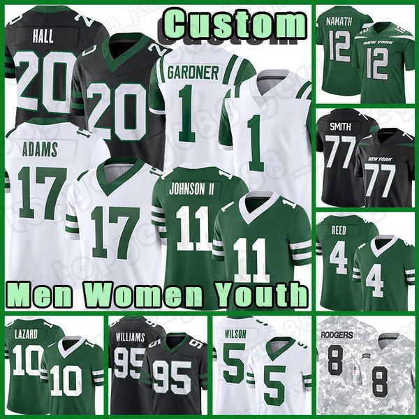Davante Adams Sauce Gardners Football Jerseys Breece Hall Garrett Wilsons Aaron Rodgers Joe Klecko Joe Namath Will McDonald IV Travis Quinne