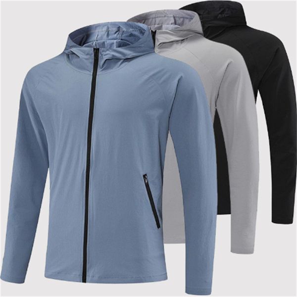 Autumn and Winter Men New Sport Zipper Hooded Jacket Outdoor Jogger Outfit Hiking Cardigan Material Outwear Thin Fitness Training Clothes M