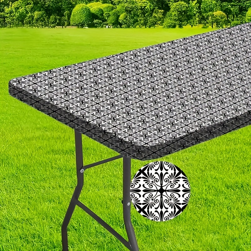 TEMU Washable, 6-foot And Scratch-resistant Outdoor Camping Picnic Tablecloth With Elasticized Edges Wraps Perfectly Around , Perfect For Camping,