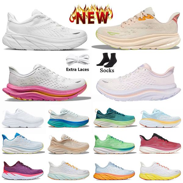 Novos designers Clifton 9 Bondi 8 Kawana One Running Shoes para homens Sneaker All Black White Outdoor Caminhando ao ar livre tênis de corri