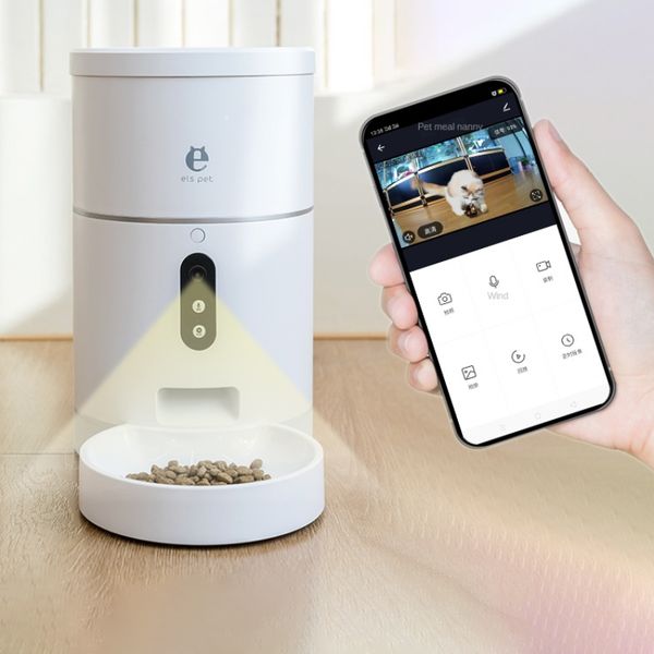 Automatic Pet Feeder Wifi Camera Timed and Quantitative Cat Grain Machine Cats Food Dispenser Pets Smart Voice Recorder Cat Bowl