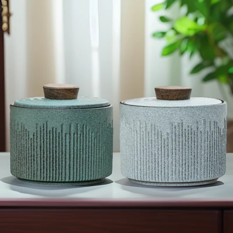 Japanese style ceramic tea box portable home packaging box retro storage can tea can coffee storage 240828