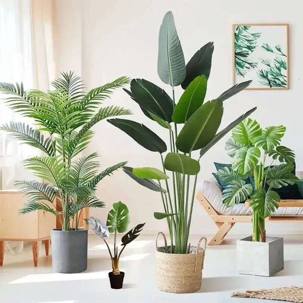 Palm 6095Cm Large Tree Trcal Artificial Plants Branches Plastic Fake Leaves Green Monstera For Home Garden Room Office Decor 240127