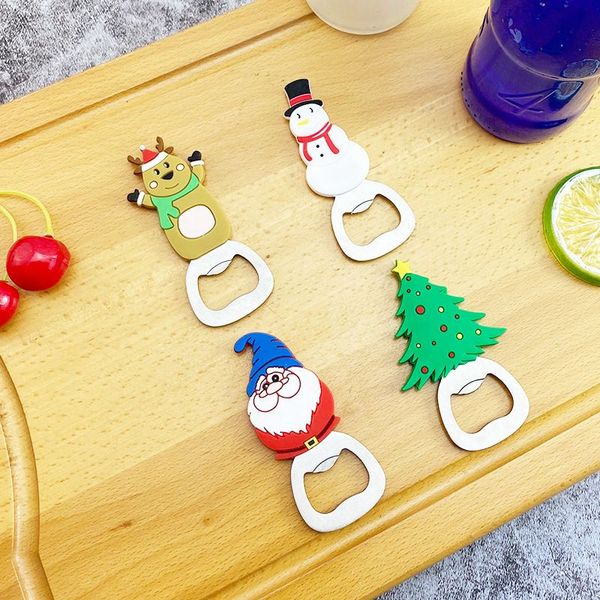 2025 New Portable Christmas Bottle Opener Stainless Steel Snowman Xmas Tree Bear Deer Santa Shaped Xmas Gift Kitchen Tools