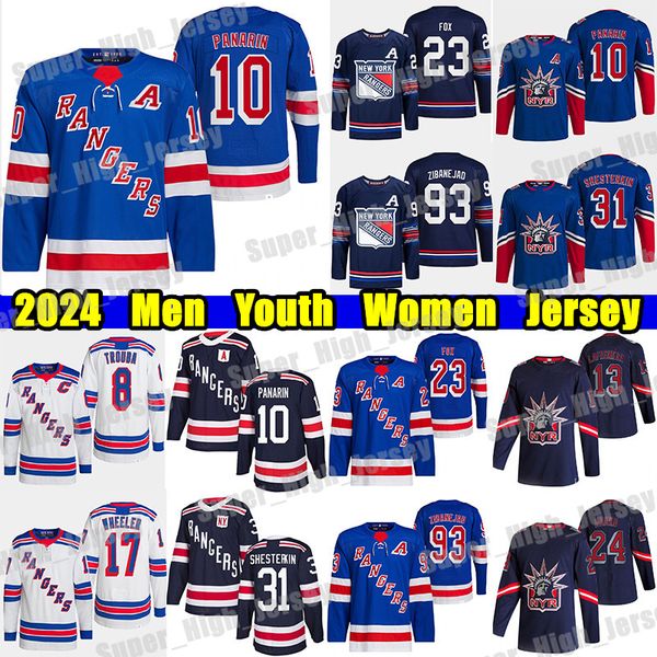 #23 Adam Fox hockey jersey Artemi Panarin Igor Shesterkin Jacob Trouba K&#039;Andre Miller Blake Wheele Quick Chris Kreider Mika Zibanejad C