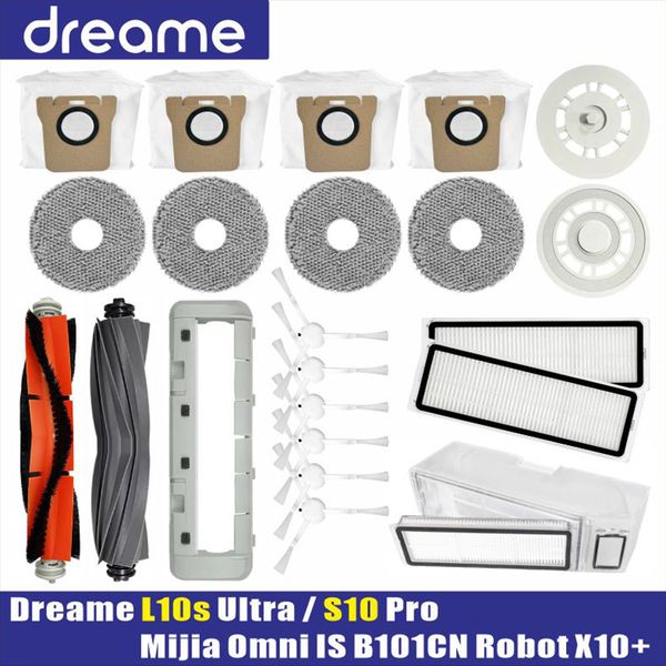 Dreame Bot L10s Pro L10s Ultra Robot Vacuum Cleaner Spare Parts, Rubber Side Brush, Cover, Filter, Mop Rag, Dust Bag Accessories