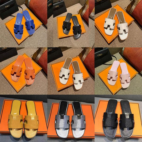 Luxury designer leather women&#039;s sandals, Oran brand sandals, summer slippers, flat shoes, fashionable beach women&#039;s slippers, lett