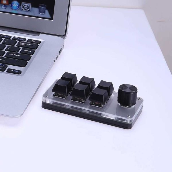 6 Key 1 Knob Copy Paste Mini Button -Cpatible-Wired RGB Mini Mechanical BT Keyboard for Gamers-Designers-Video EditorT250121