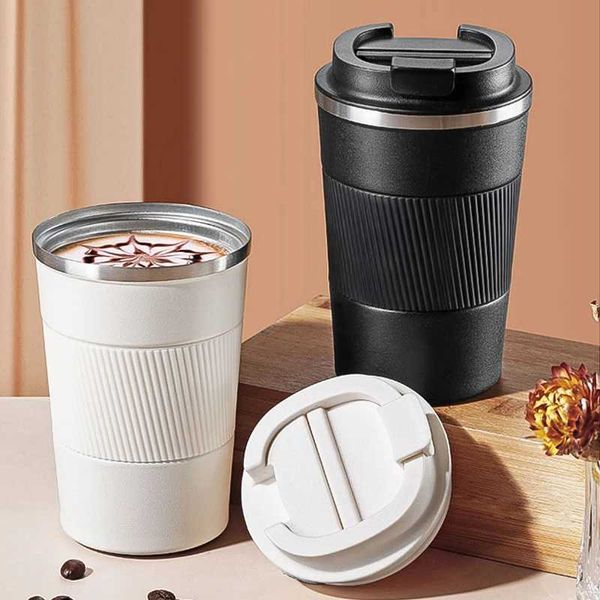 380ml-510ml Coffee Thermos Mug Leak-Proof Non-Slip Car Vacuum Flask Travel Thermal Cup Double-wall Stainless Steel Water Bottle Y240813