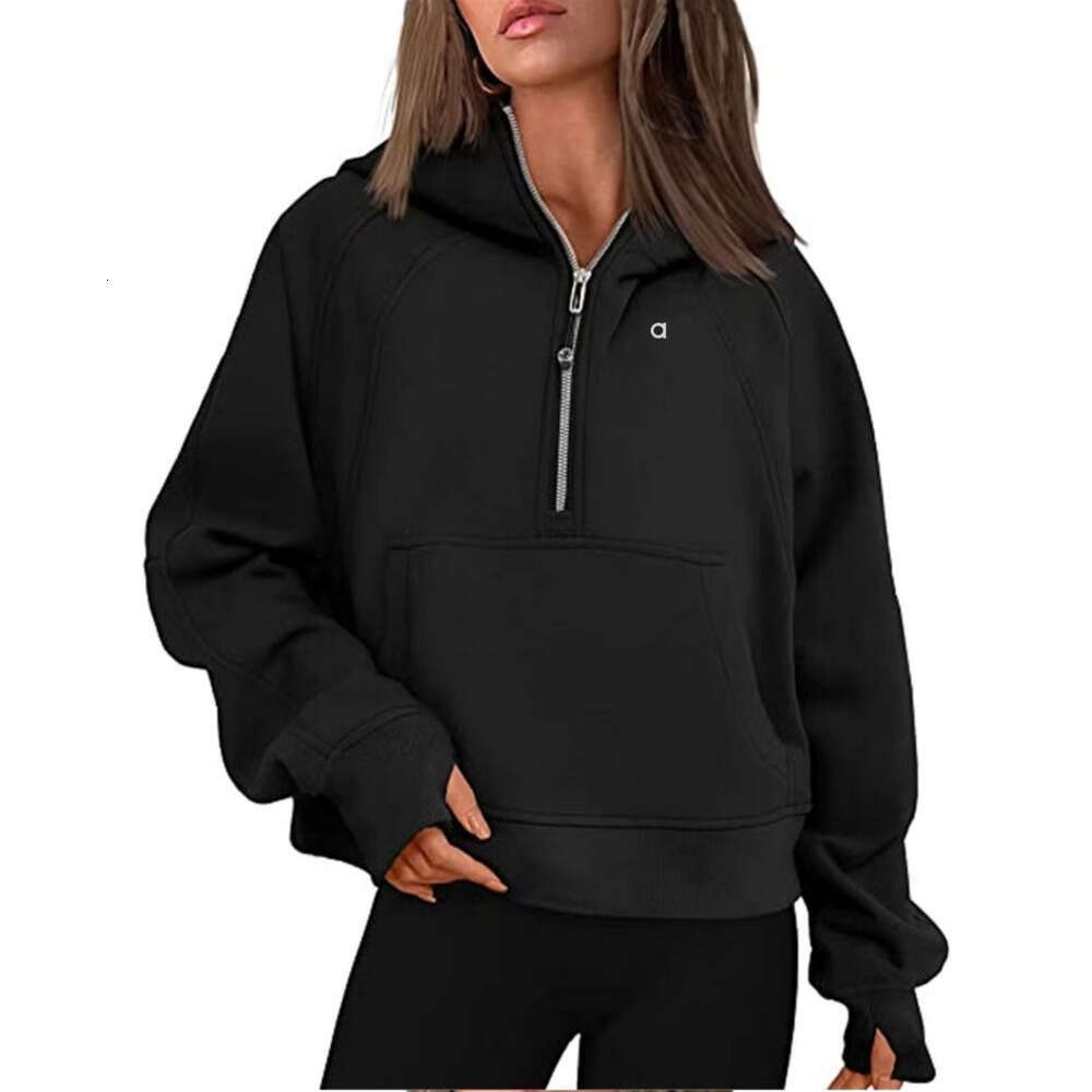 Aloalo Set Sport Waer Tracksuit Designer Sports Wear Women Half Zipper Alotracksuit Hoodies Sweatshirt Yoga Jacket Ladies Sport Thick Loose Fleece S