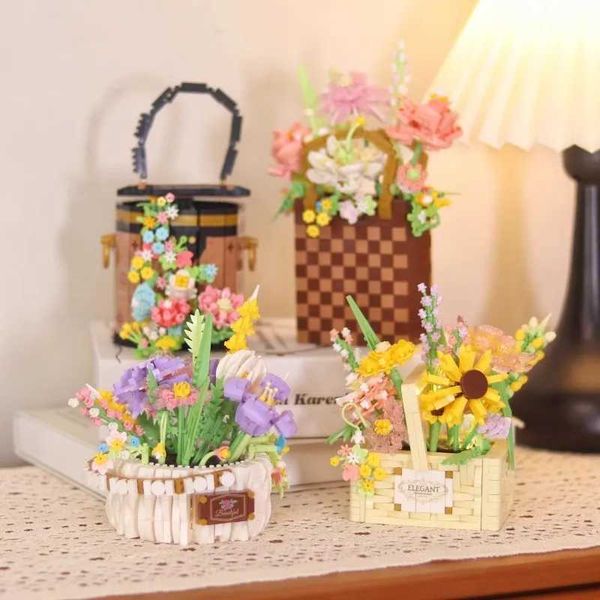 Blocks Blocks Flower Mini Blocks Educational Assembled Model Building Blocks Small Brick Toys for Children Girl 8 Year Birthday Gift Block S
