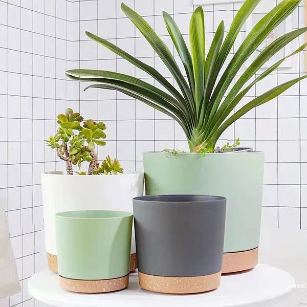 Plant Pot Circular Large Flowerpot Plastic Indoor Plants Succulent Planter with Drainage Bonsai Potted Tray Home Decoration 250113