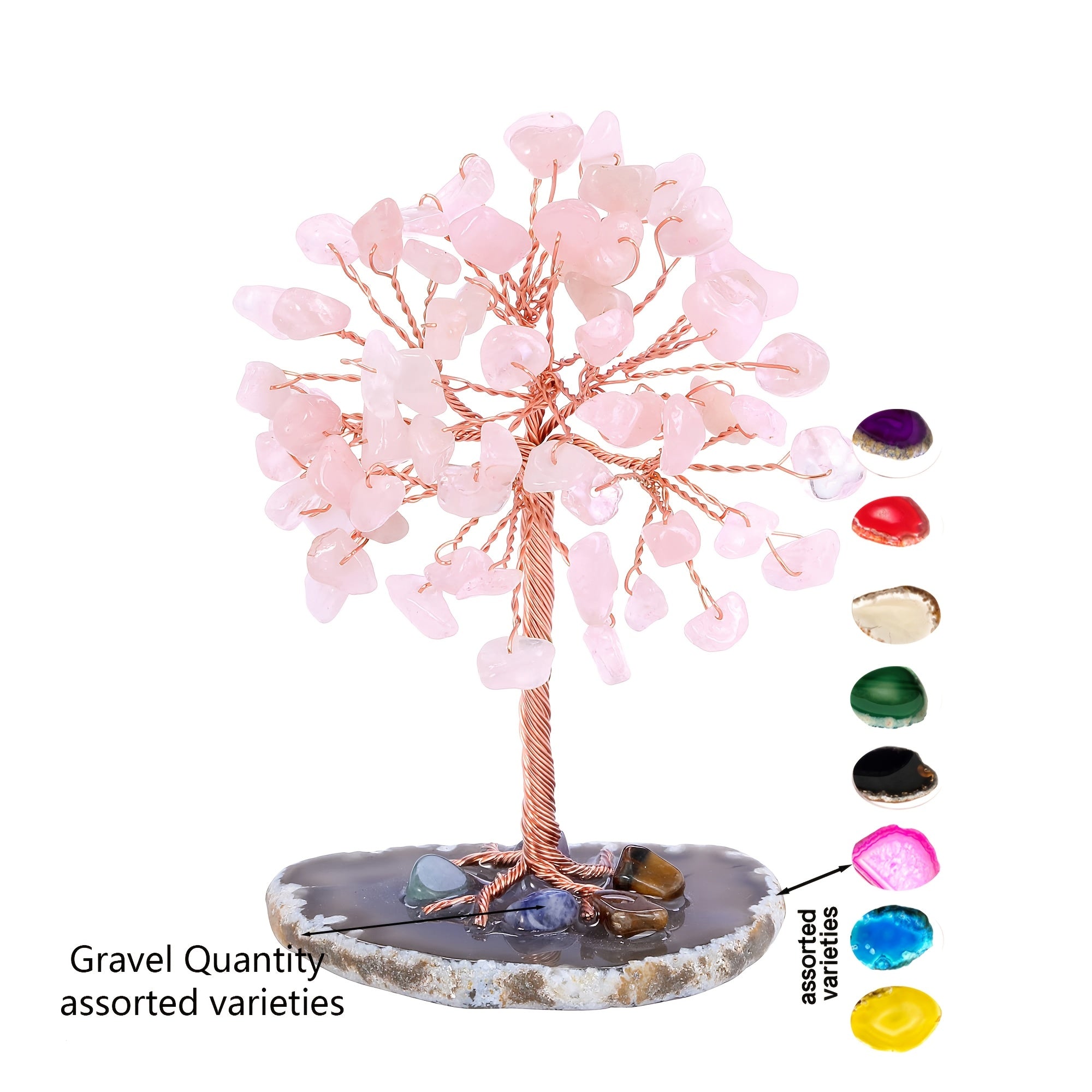 TEMU 1pc Handmade Agate Crystal Tree, Natural Polished Chipped Stone, Hand-woven Crystal Craft, Office Home Table Decor, Unique Gift For Christmas,