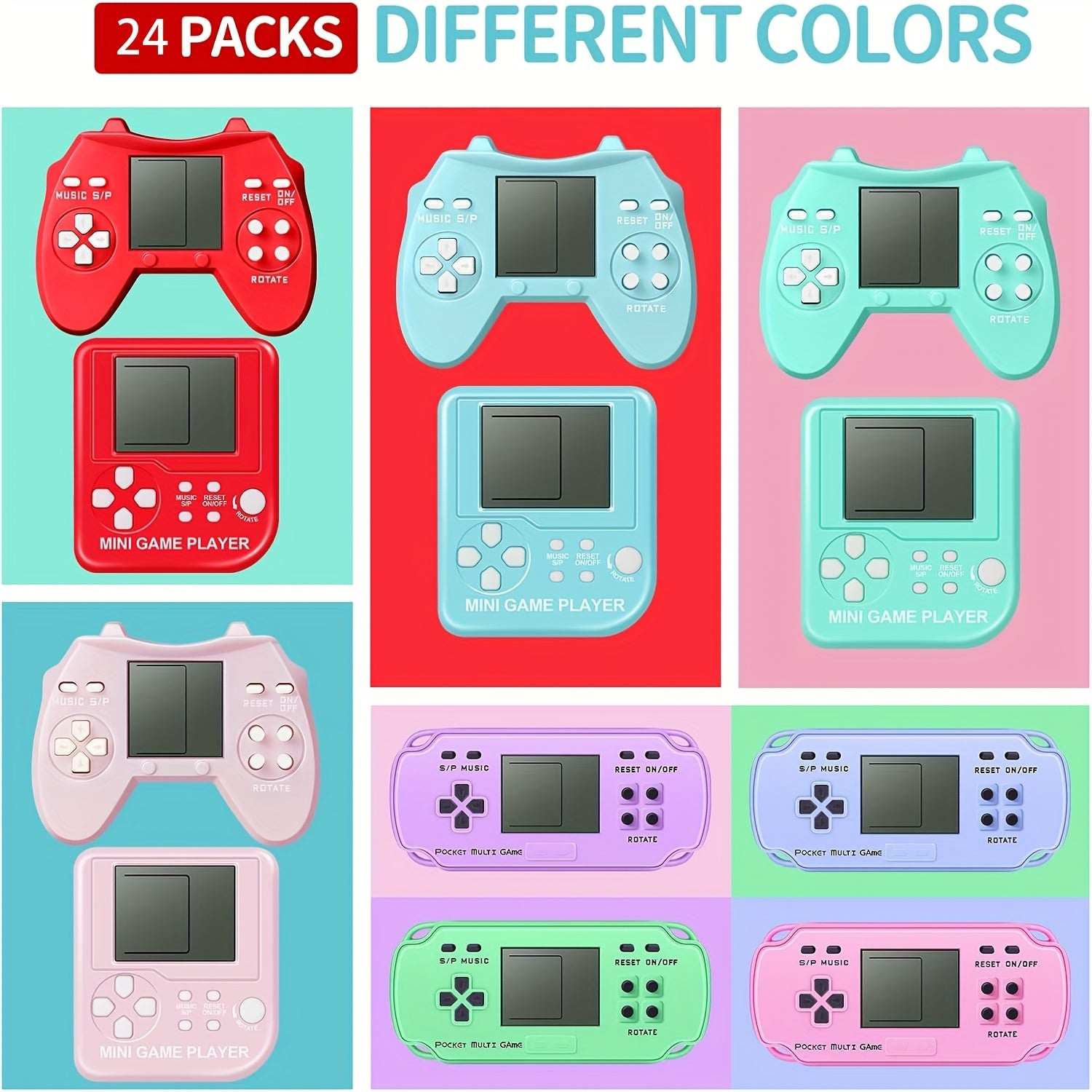 TEMU 24pcs Video Game Keychains Video Game Party Favors Mini Multicolors Gamepad Keychain Bulk For Kids Birthday Party Supplies Goodies Bags Stuffer