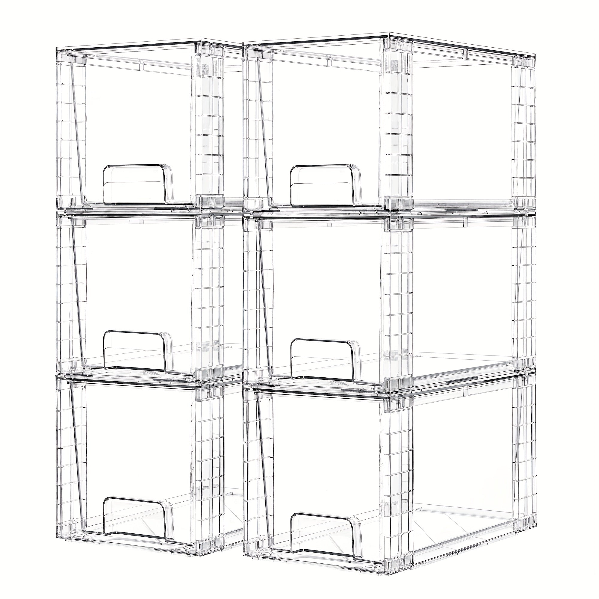TEMU Transparent Acrylic Kitchen Shelf Organizers And Storage, Large Stackable Storage Drawers, Desktop Storage Box, Easy To Assemble With Handles,