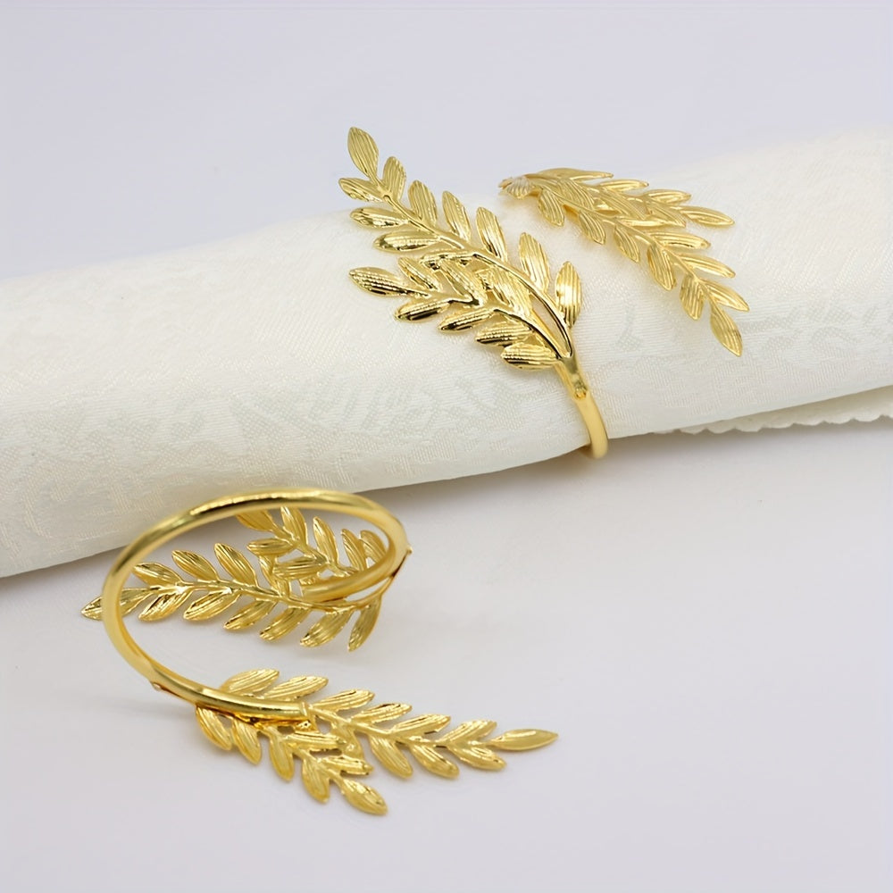 6pcs Exquisite Wheat-Shaped Napkin Rings - Decorative Table Accessories for Wedding, Dinner, Party Decorations - Elegant Buckles for Napkin Holders