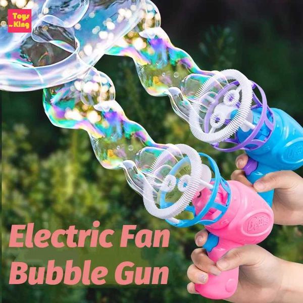 Sand Play Water Fun Childrens Electric Fan Bubble Gun Machine Soap Bubble Blowing Kids Toys Outdoor Bubble In Bubble Wedding Party Games Gif