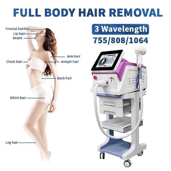 2023 Fast Remove High Intensity Triple Ice Laser Diode 755 1064 808 Diode Laser Hair Removal Machine Price