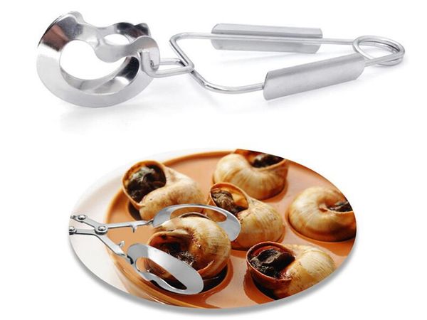 100Pcs-Lot Snail Clip Stainless Steel Snail Tongs Spring Seafood Tong Food Serving Clamp Kitchen Utensil
