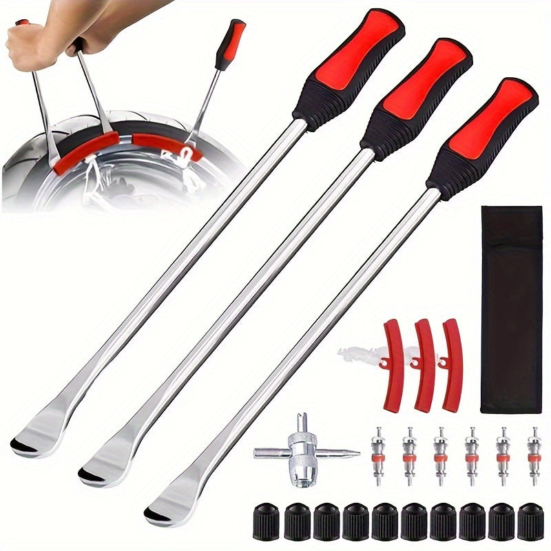 TEMU 24pcs-set 3pcs Motorcycle Tire Lever Tool Scoop + 2pcs Tire Protector And Other Parts And Accessories